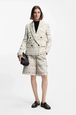 Regular-fit blazer in striped cotton-blend tweed