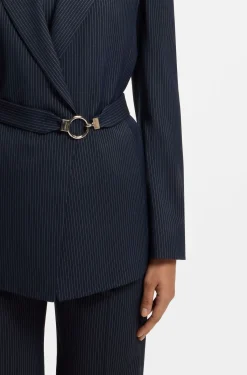 Regular-fit blazer with buckled belt