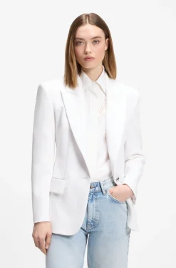 Regular-fit blazer with metal button