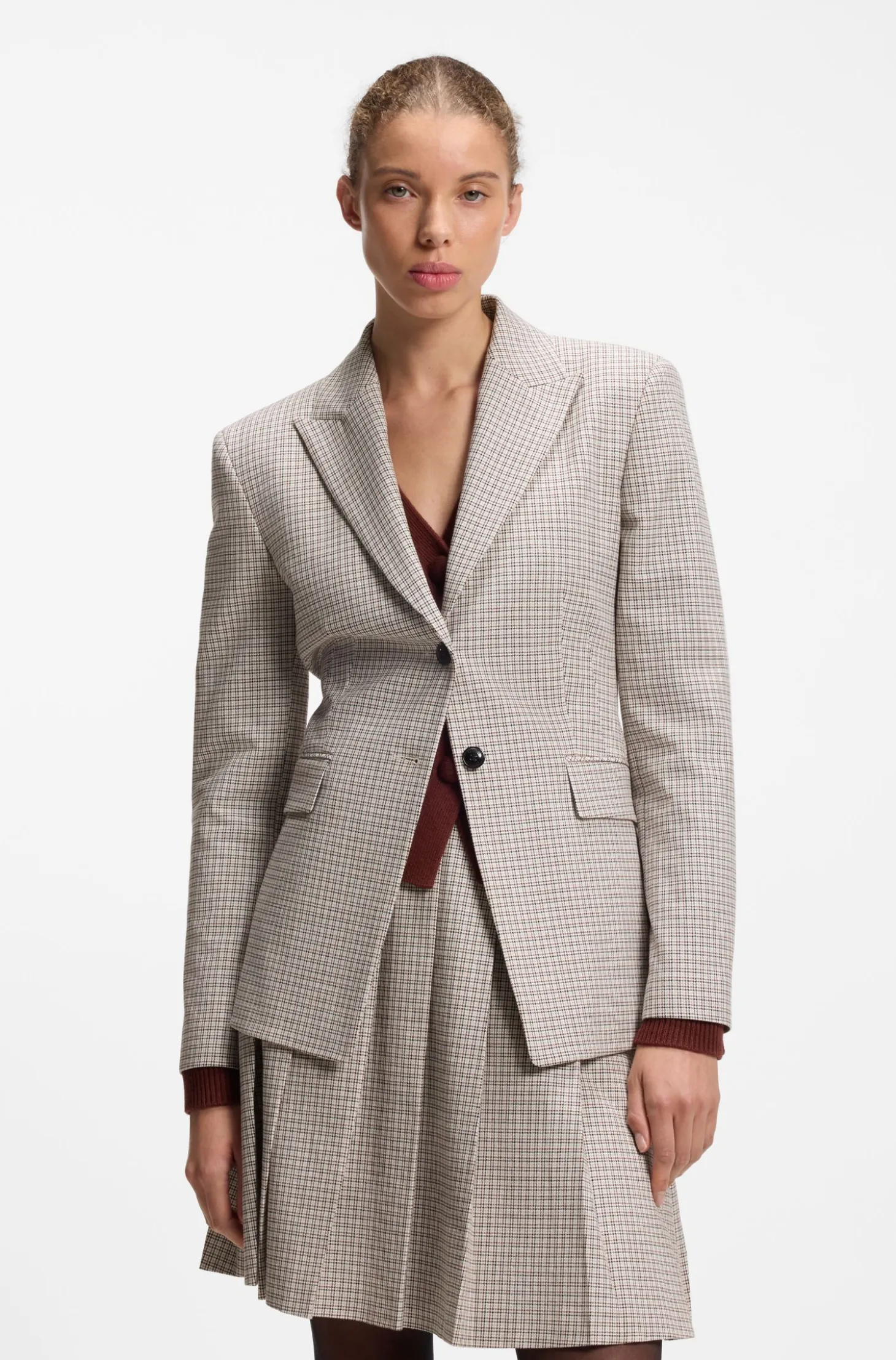 Regular-fit blazer with micro check
