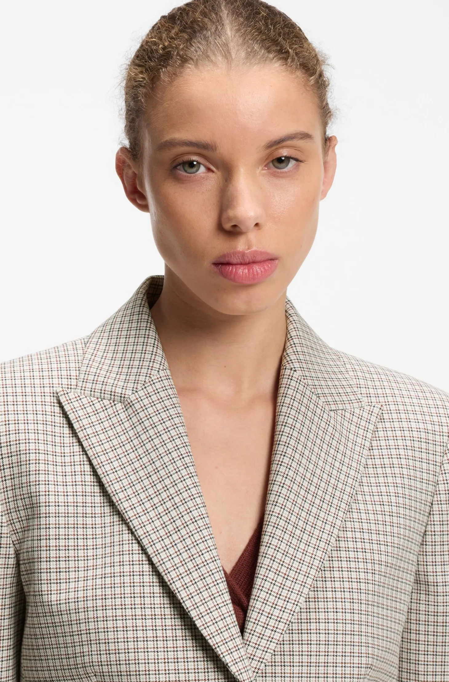 Regular-fit blazer with micro check