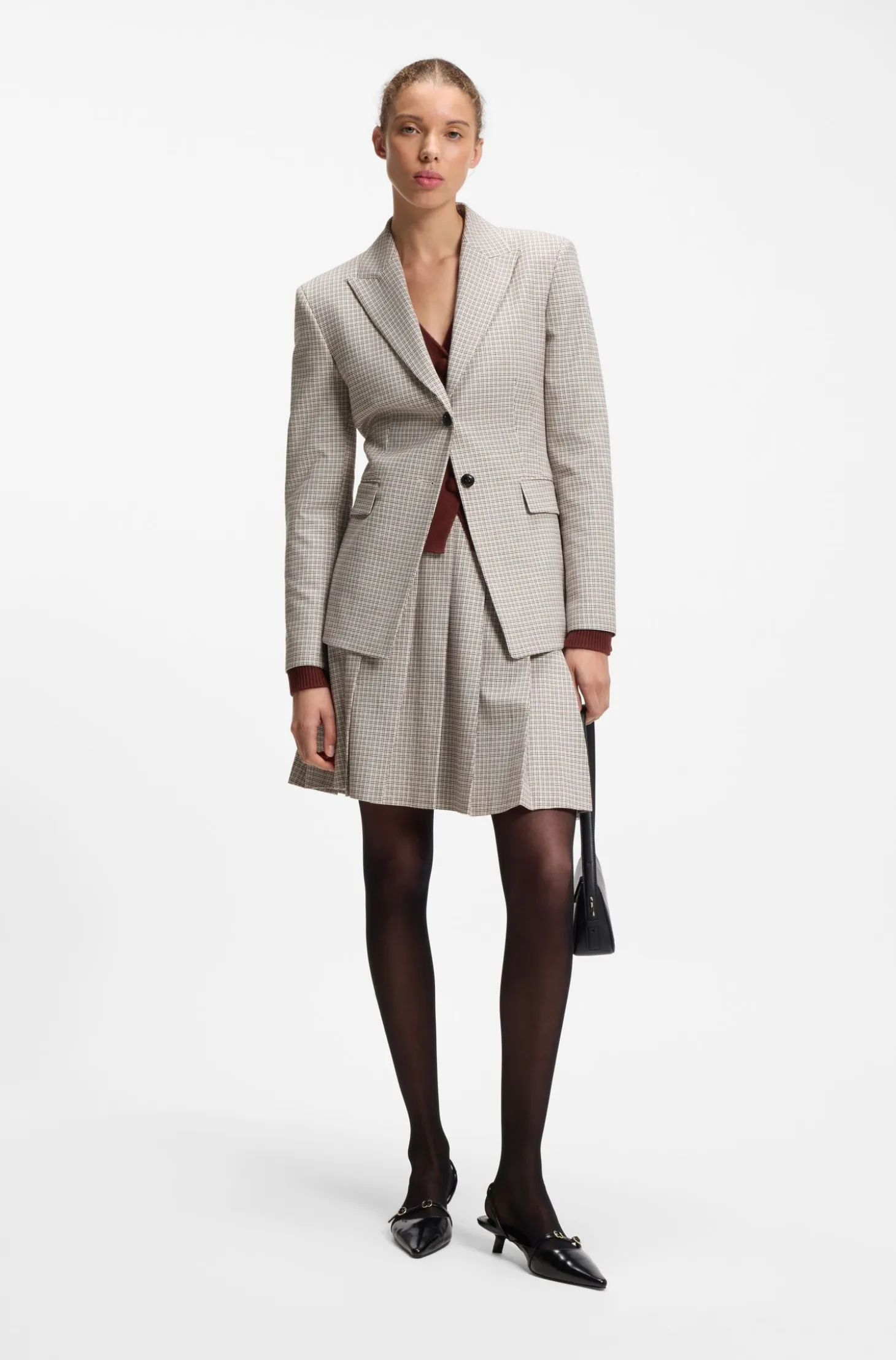 Regular-fit blazer with micro check