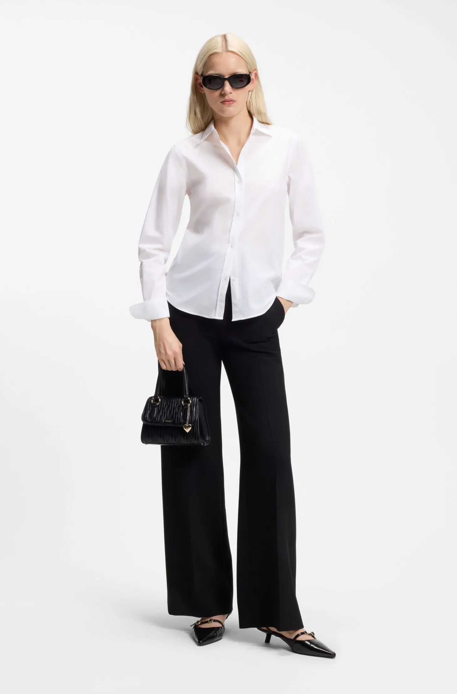 Regular-fit blouse in cotton poplin