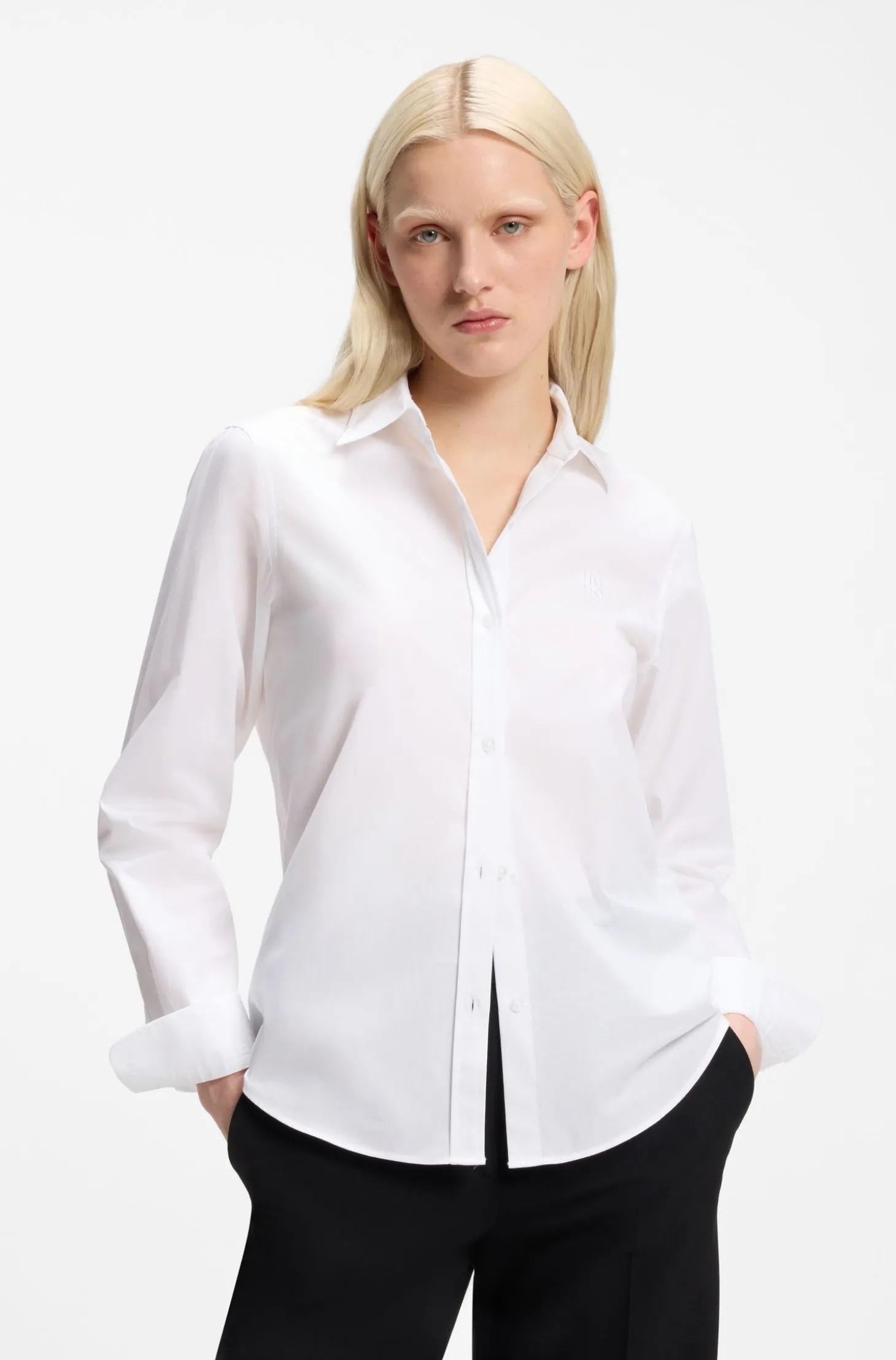 Regular-fit blouse in cotton poplin