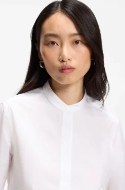 Regular-fit blouse in cotton poplin with concealed placket