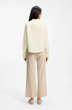 Regular-fit blouse in cotton poplin with concealed placket