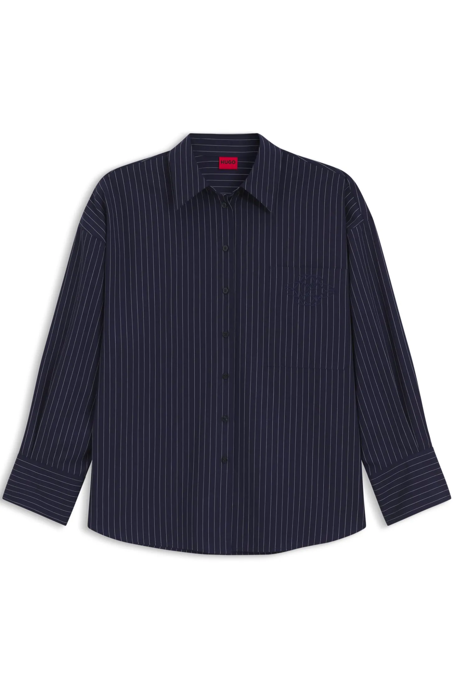 Regular-fit blouse in pinstripe cotton poplin
