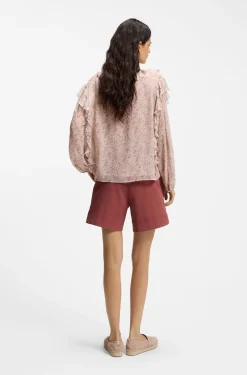 Regular-fit blouse in printed crepe Georgette with ruffles
