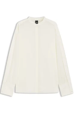 Regular-fit blouse in sandwashed silk with adjustable cuffs
