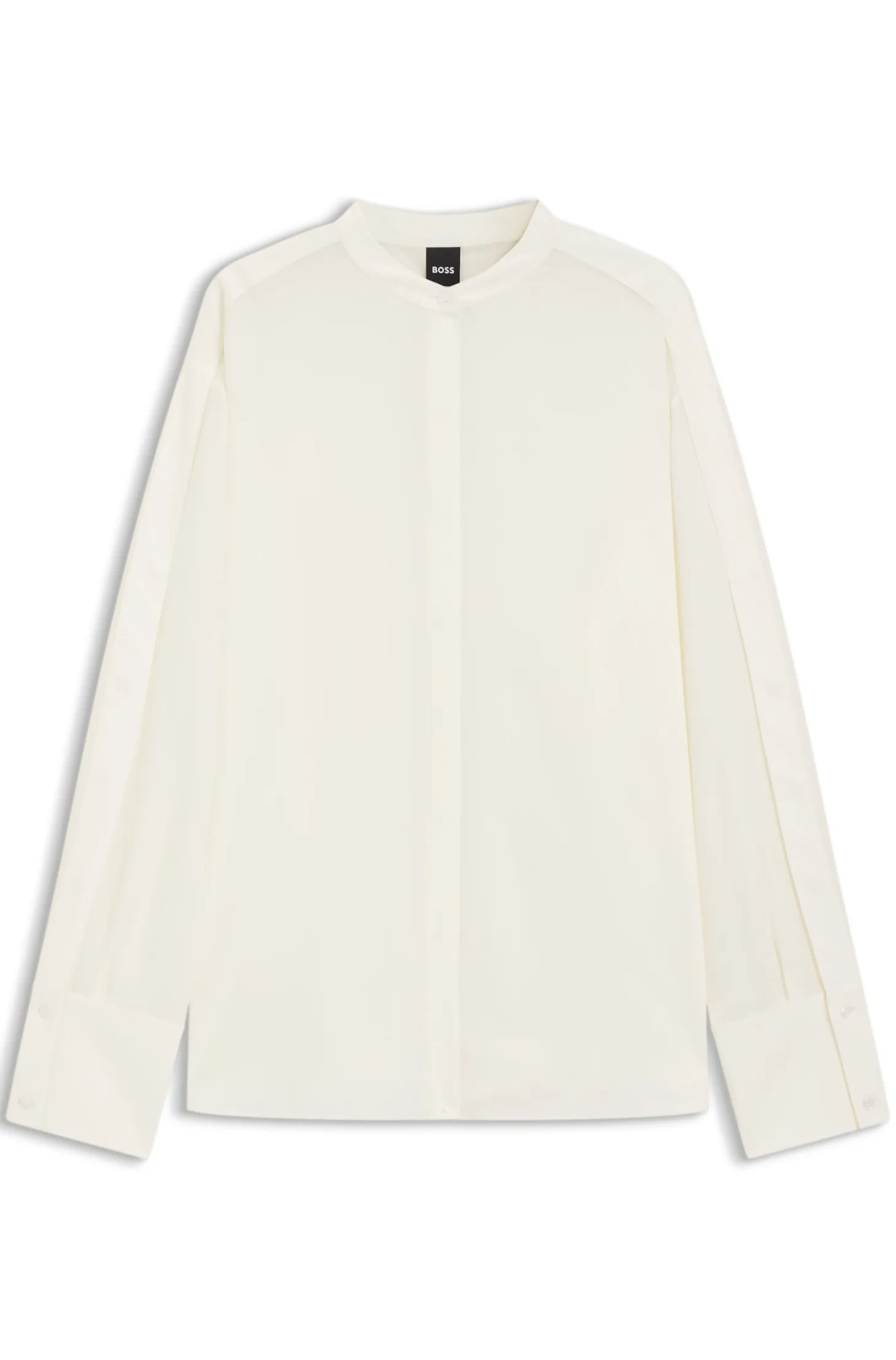 Regular-fit blouse in sandwashed silk with adjustable cuffs