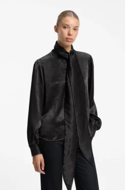 Regular-fit blouse in satin with burnout print