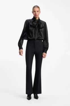 Regular-fit blouse in satin with burnout print