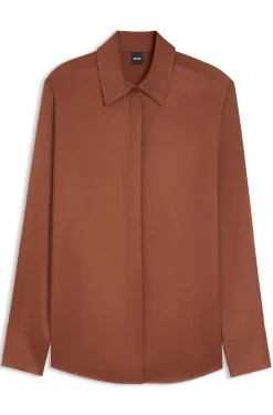 Regular-fit blouse in soft, shiny fabric