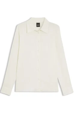 Regular-fit blouse in stretch-silk satin