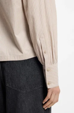 Regular-fit blouse in striped cotton canvas