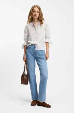 Regular-fit blouse with broken stripe