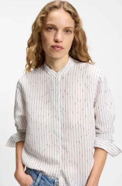 Regular-fit blouse with broken stripe