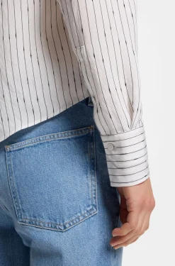 Regular-fit blouse with broken stripe