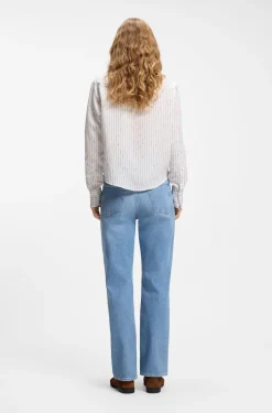 Regular-fit blouse with broken stripe