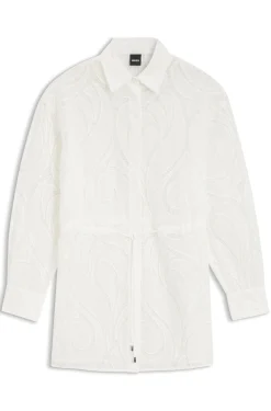 Regular-fit blouse with embroidered flowers