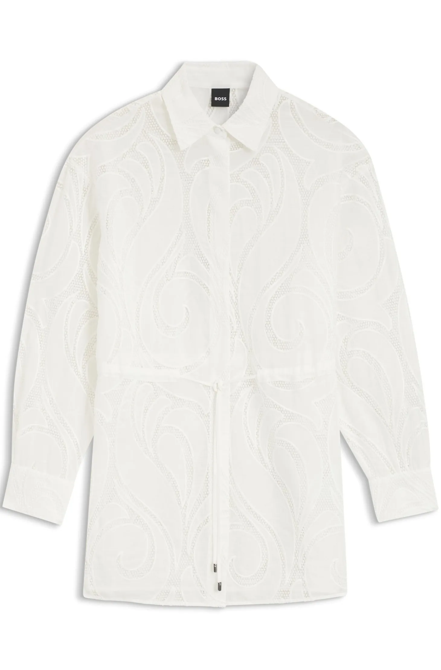 Regular-fit blouse with embroidered flowers