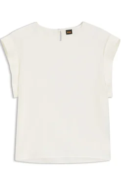 Regular-fit blouse with rear keyhole closure