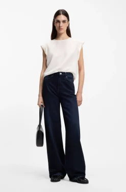 Regular-fit blouse with rear keyhole closure