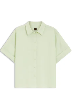 Regular-fit blouse with rolled cuffs