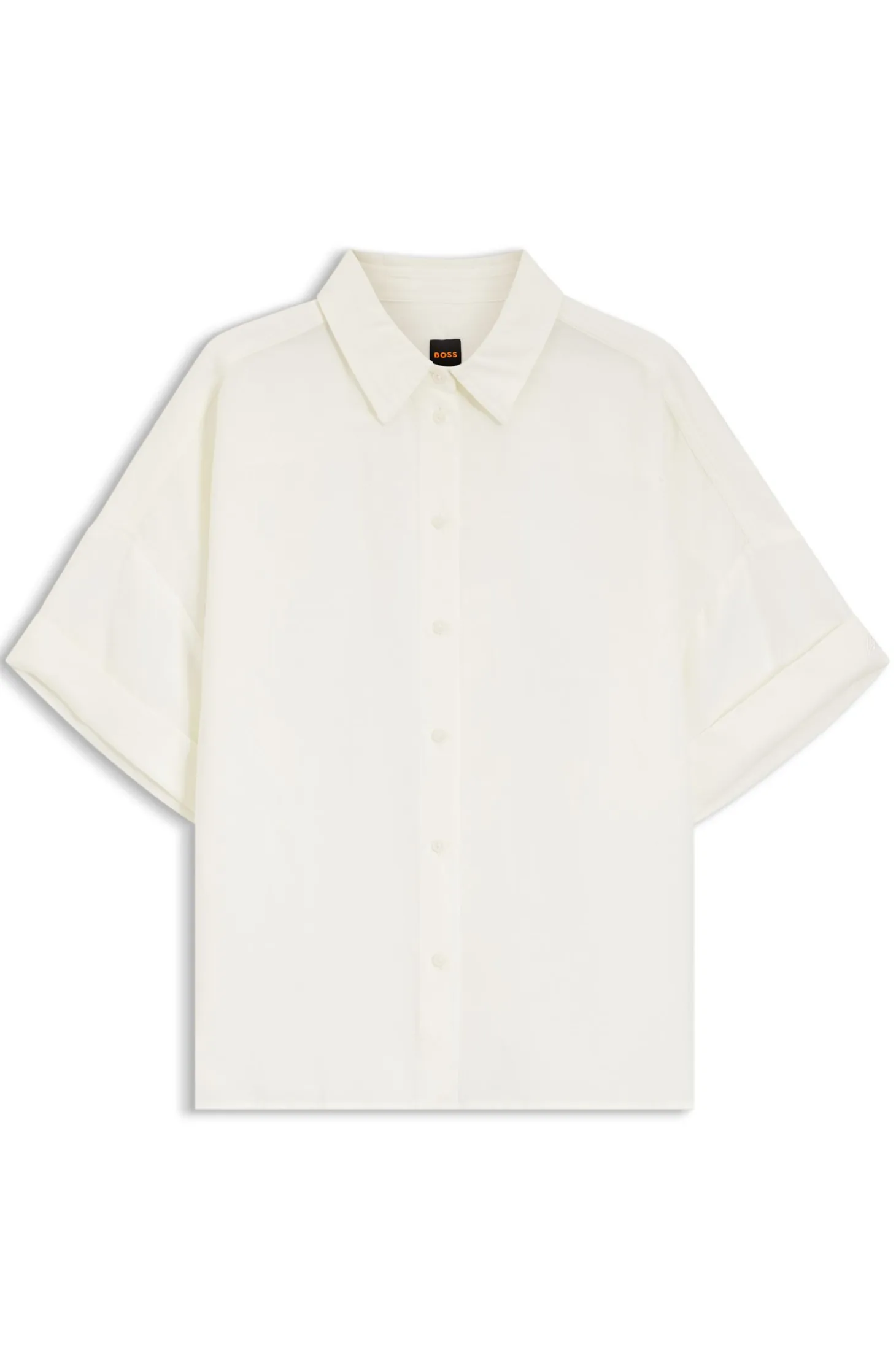 Regular-fit blouse with rolled cuffs