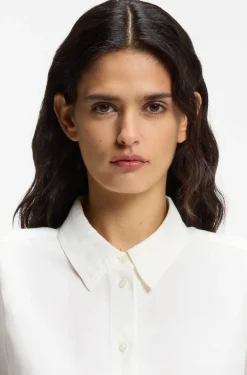 Regular-fit blouse with rolled cuffs