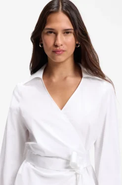 Regular-fit blouse with wrap front