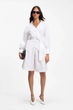 Regular-fit blouse with wrap front