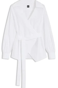 Regular-fit blouse with wrap front