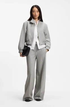 Regular-fit bomber jacket in melange stretch twill