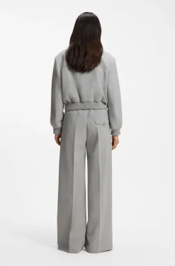 Regular-fit bomber jacket in melange stretch twill