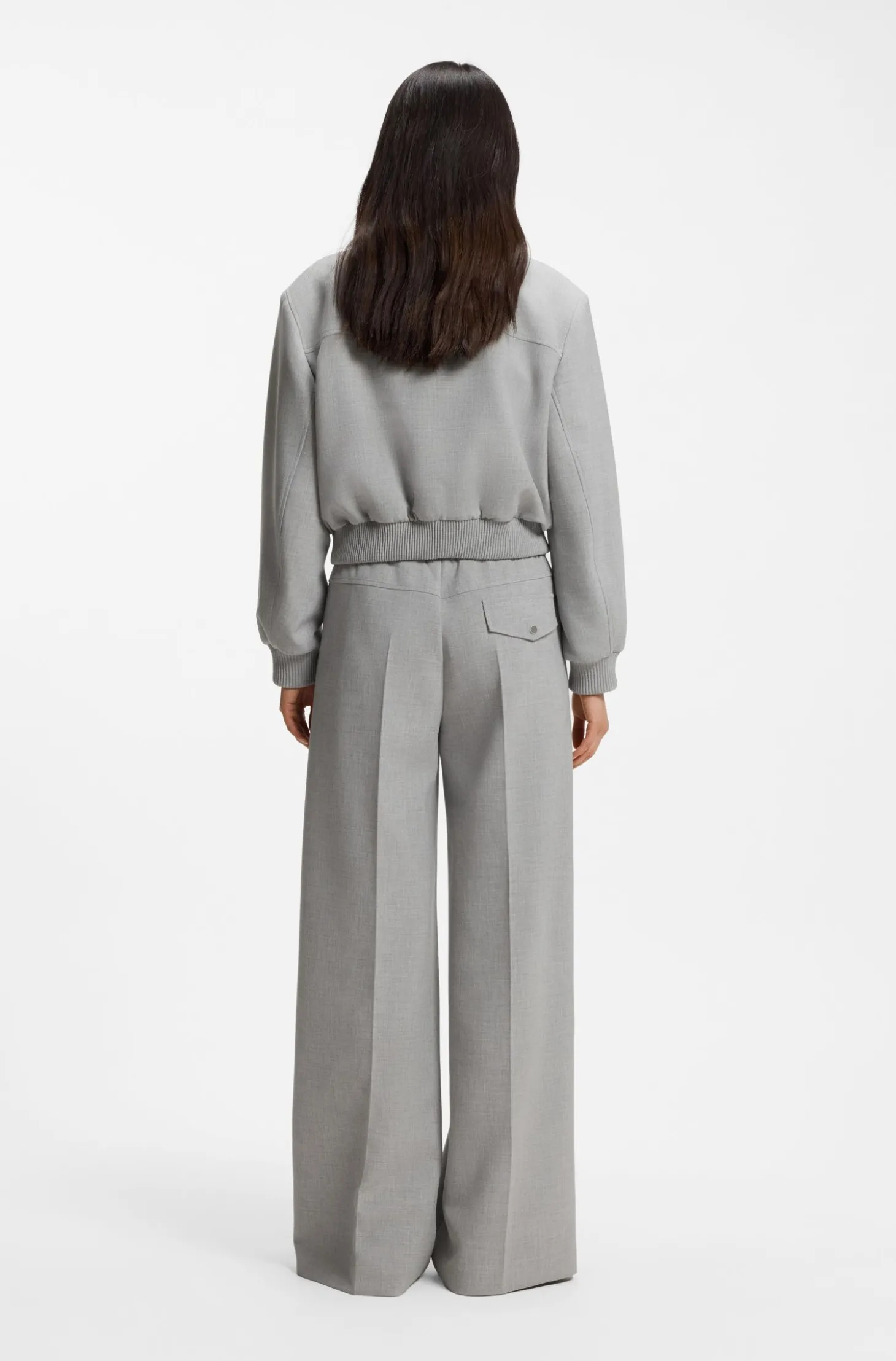 Regular-fit bomber jacket in melange stretch twill