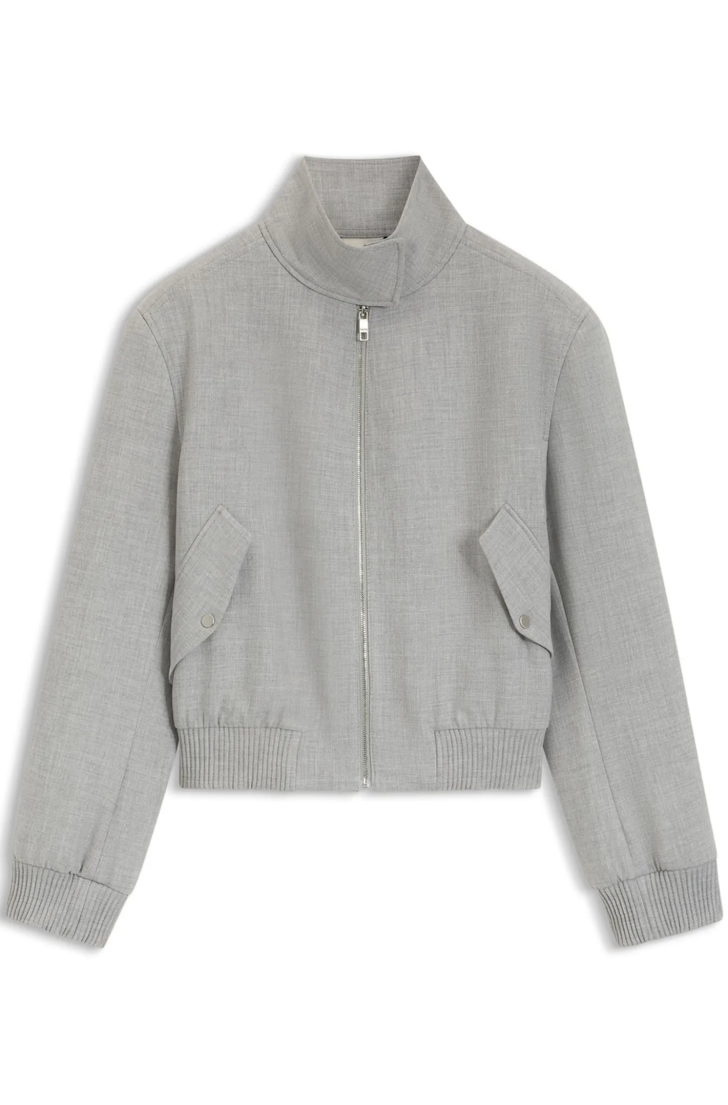 Regular-fit bomber jacket in melange stretch twill