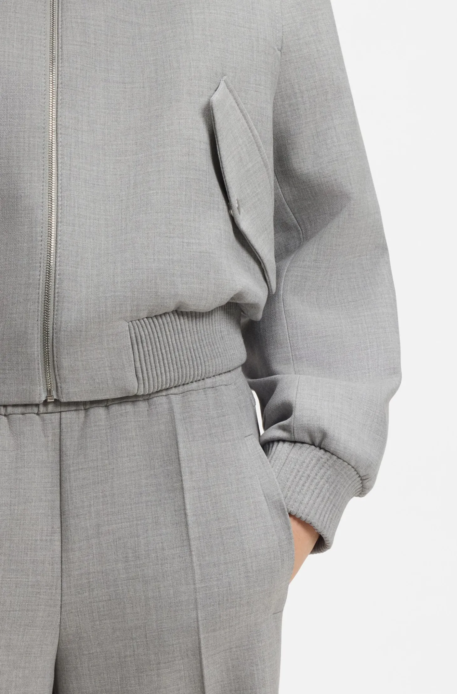 Regular-fit bomber jacket in melange stretch twill