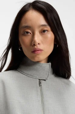 Regular-fit bomber jacket in melange stretch twill