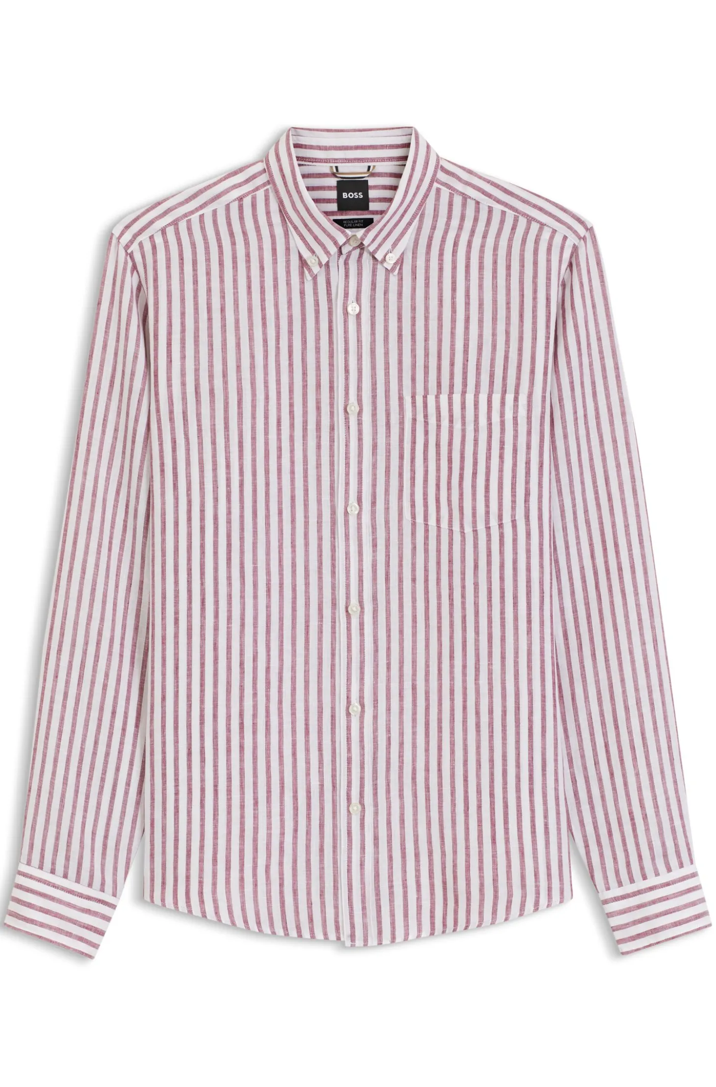 Regular-fit button-down shirt in striped linen