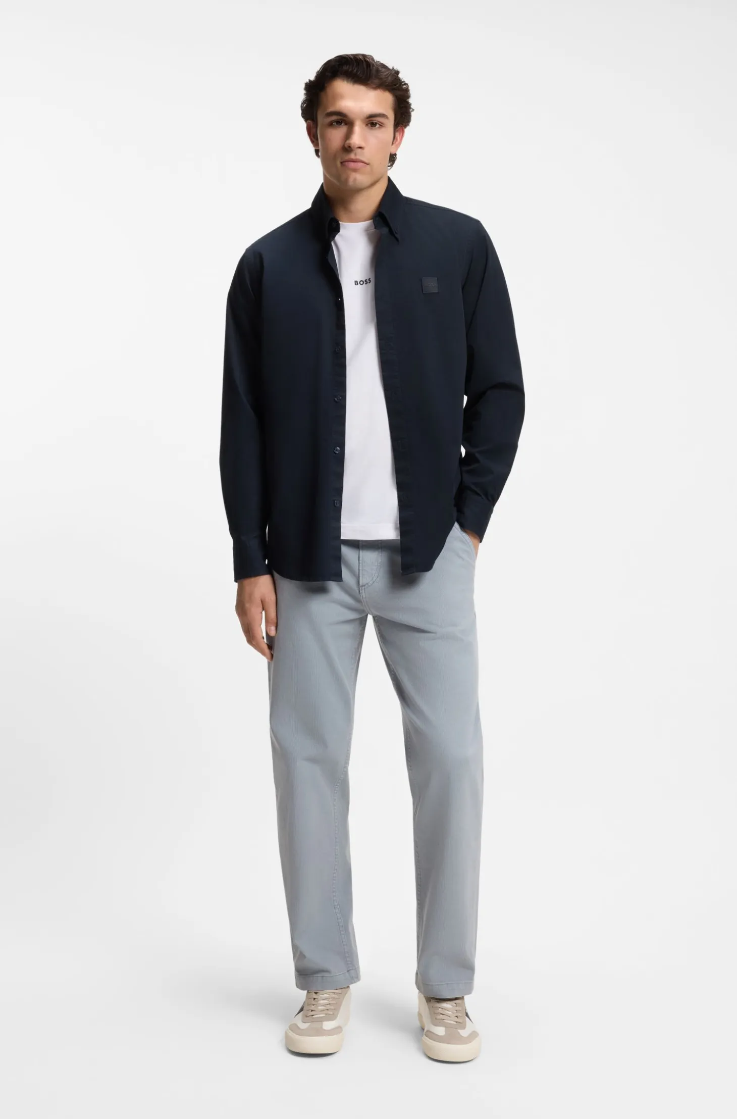 Regular-fit button-down shirt in cotton twill