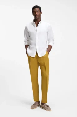 Regular-fit button-down shirt in linen