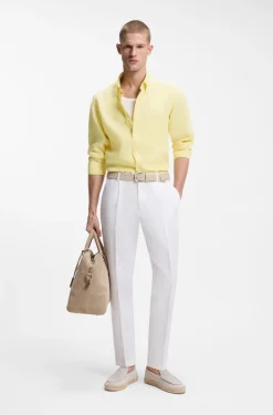 Regular-fit button-down shirt in linen