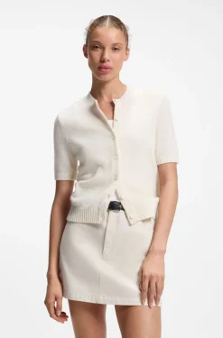 Regular-fit cardigan blended with virgin wool