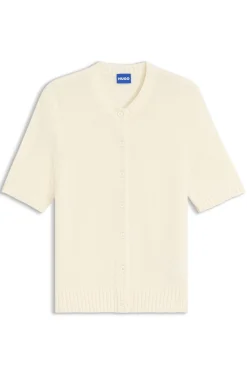 Regular-fit cardigan blended with virgin wool