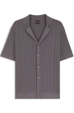 Regular-fit cardigan in striped cotton