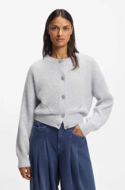 Regular-fit cardigan with open-work stitching