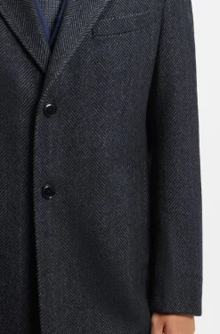 Regular-fit coat in herringbone wool with cashmere