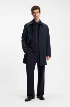 Regular-fit coat in patterned stretch fabric