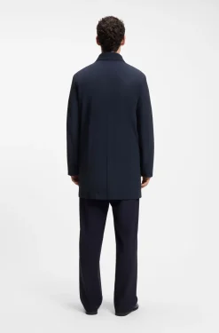 Regular-fit coat in patterned stretch fabric